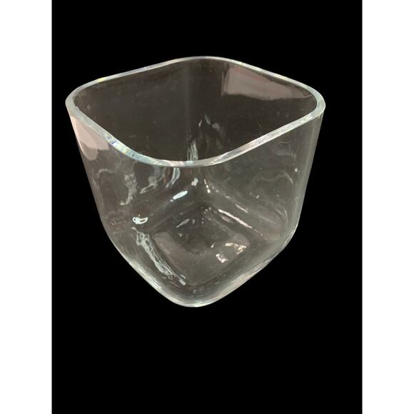 Crate & Barrel Clear Glass Vase 4.75" Cube - Picture 2 of 8